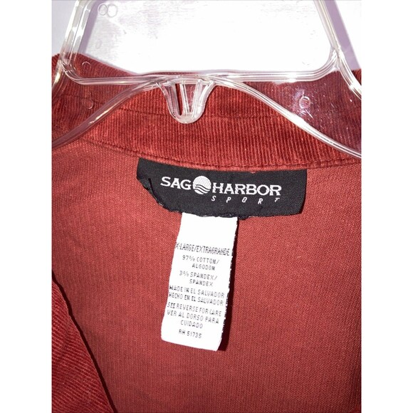 Sag Harbor Corduroy Rust Long Sleeve Button Up Jacket With Pockets XLarge - Picture 2 of 5